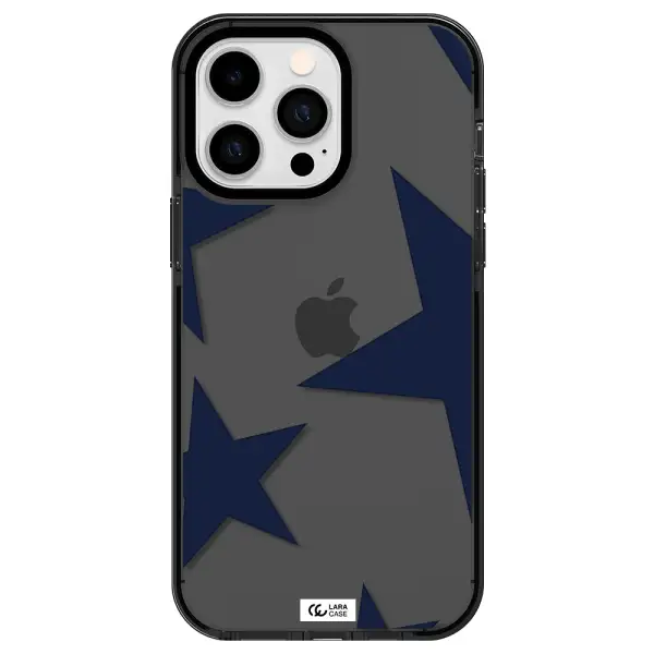 Blue Navy Stars Apple iPhone 15 Pro impact Smoke Black Case