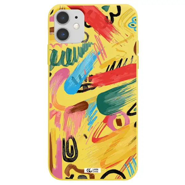 Oil Paint Abstract Apple iPhone 11 Silicone canary yellow Case