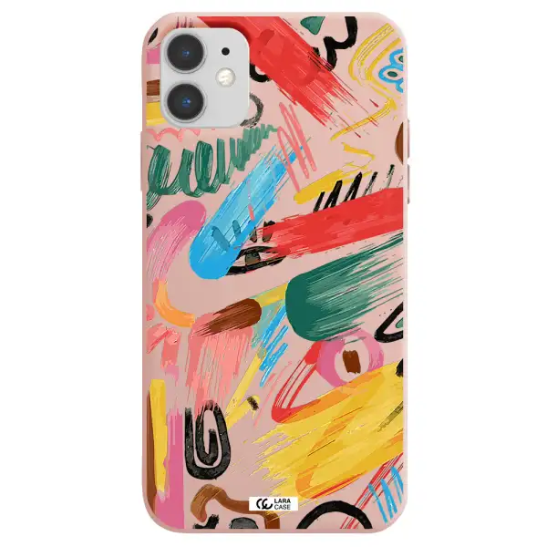 Oil Paint Abstract Apple iPhone 11 Silicone pastel pink Case