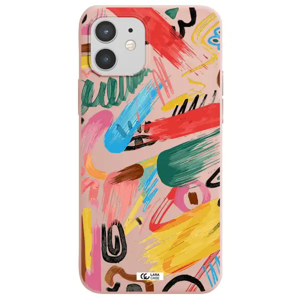 Oil Paint Abstract Apple iPhone 12 mini Silicone pastel pink Case