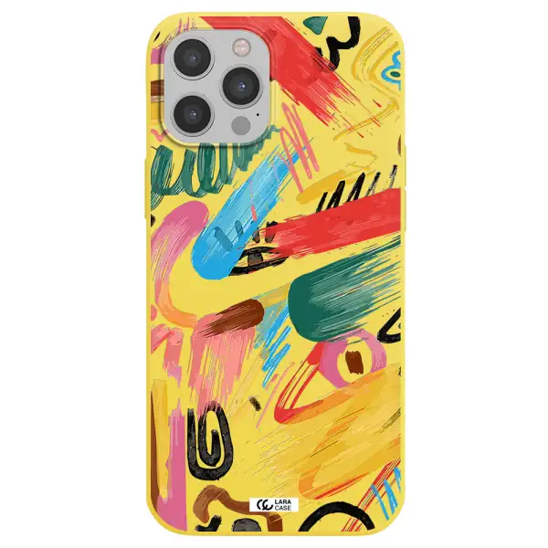Oil Paint Abstract Apple iPhone 12 pro max Silicone canary yellow Case