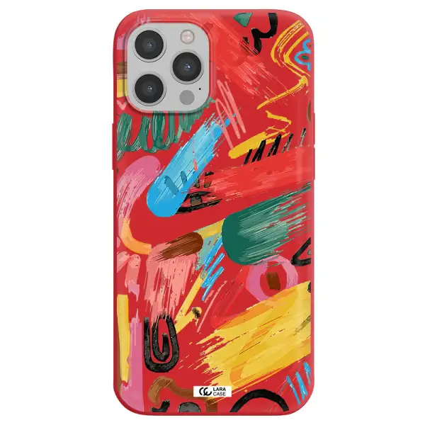 Oil Paint Abstract Apple iPhone 12 pro Silicone Imperial Red Case