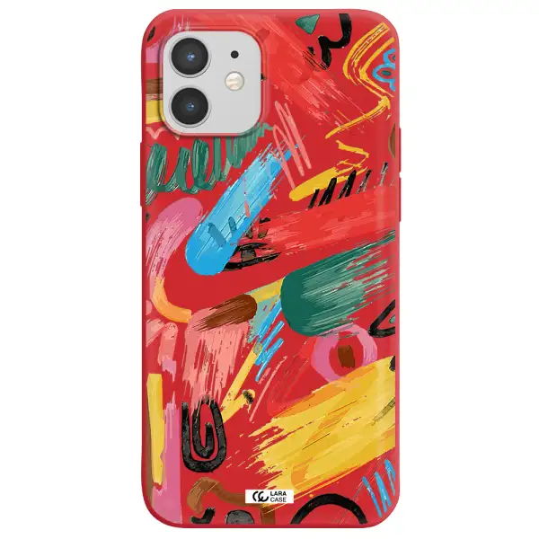 Oil Paint Abstract Apple iPhone 12 Silicone Imperial Red Case