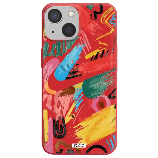 Oil Paint Abstract Apple iPhone 13 mini Silicone Imperial Red Case