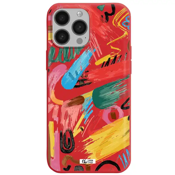 Oil Paint Abstract Apple iPhone 13 Pro Max Silicone Imperial Red Case