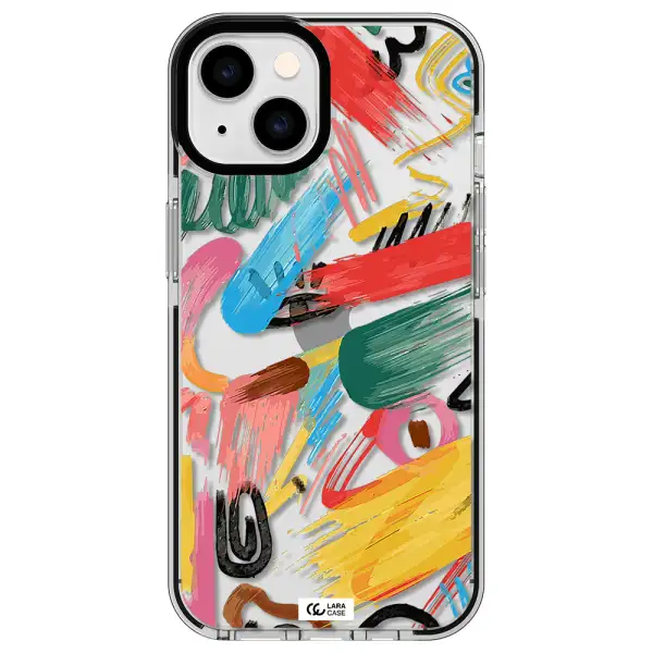 Oil Paint Abstract Apple iPhone 14 impact black border Case