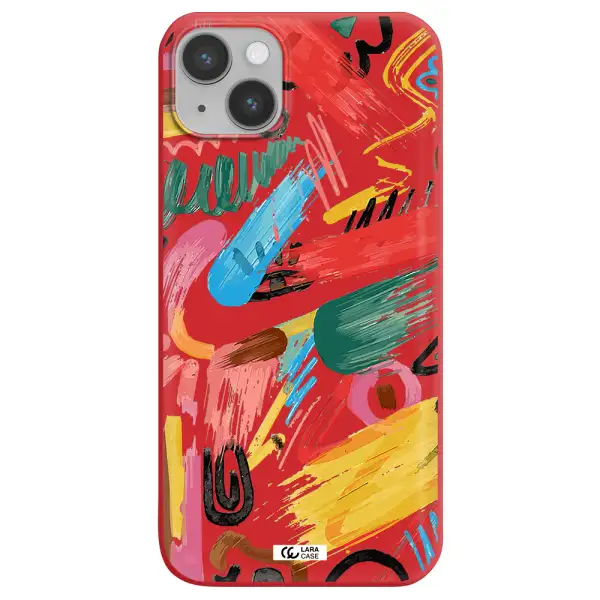 Oil Paint Abstract Apple iPhone 14 plus Silicone Imperial Red Case