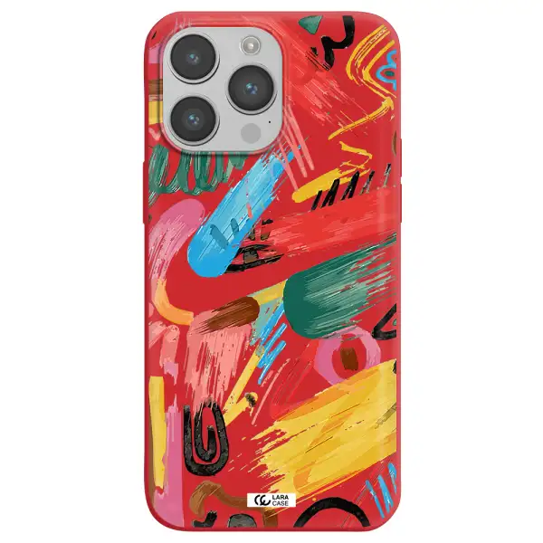 Oil Paint Abstract Apple iPhone 14 pro max Silicone Imperial Red Case