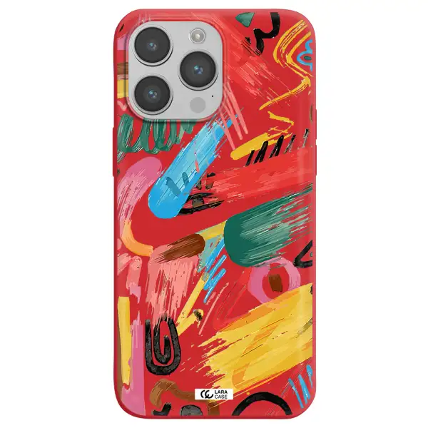 Oil Paint Abstract Apple iPhone 14 pro Silicone Imperial Red Case