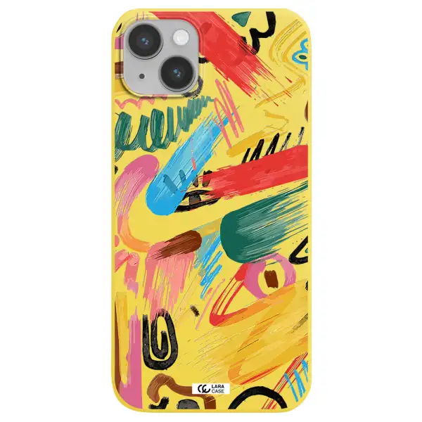 Oil Paint Abstract Apple iPhone 14 Silicone canary yellow Case