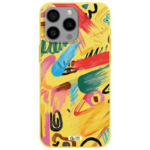 Oil Paint Abstract Apple Iphone 15 Pro max Silicone canary yellow Case