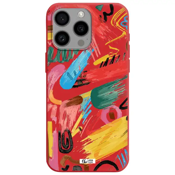 Oil Paint Abstract Apple Iphone 15 Pro Max Silicone Imperial Red Case