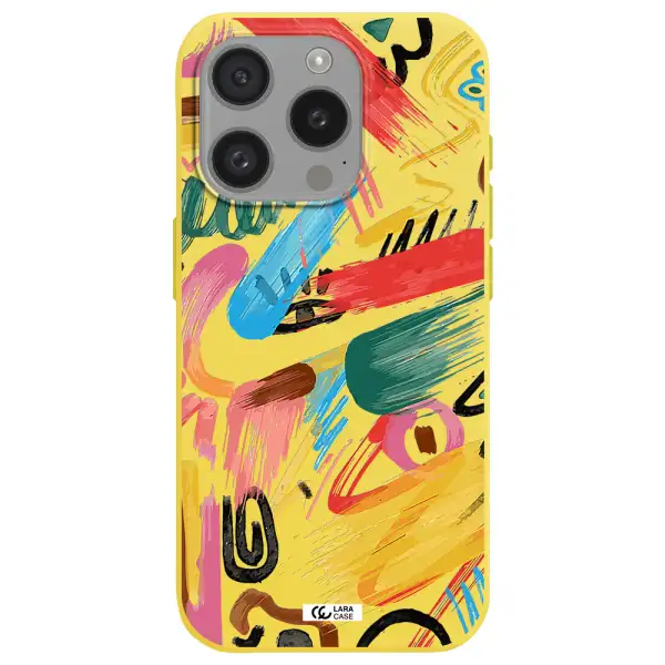 Oil Paint Abstract Apple Iphone 15 Pro Silicone Canary Yellow Case