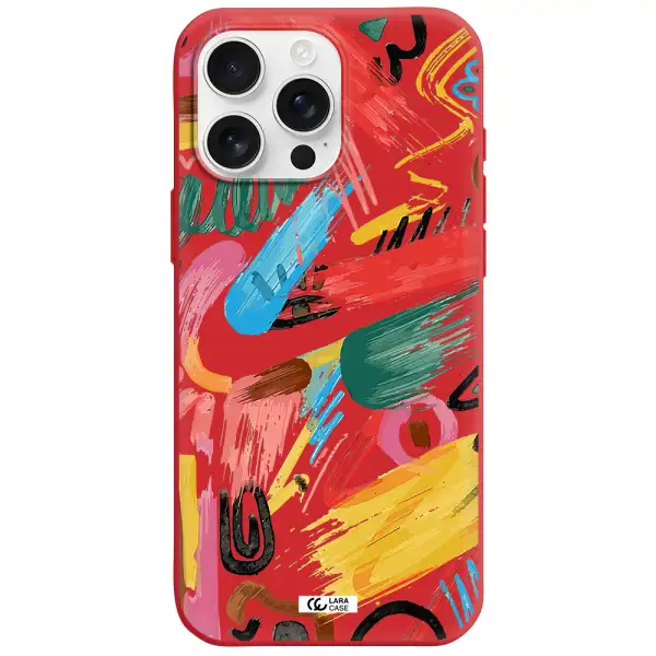 Oil Paint Abstract Apple Iphone 16 Pro Max Silicone Imperial Red Case