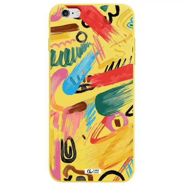 Oil Paint Abstract Apple iPhone 6 plus Silicone canary yellow Case