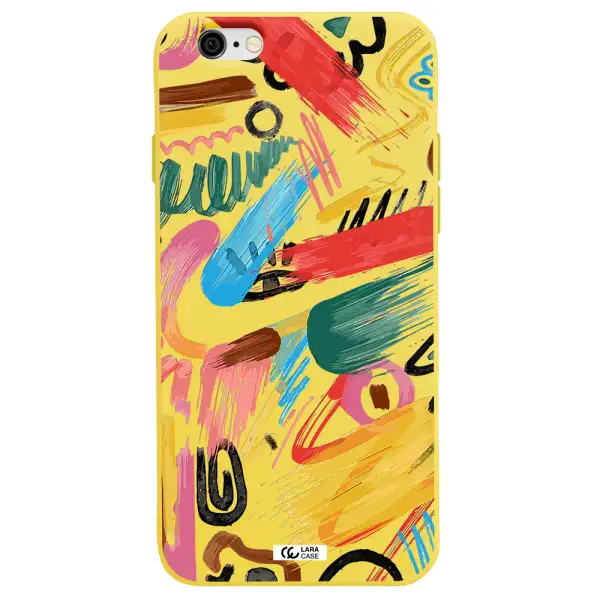Oil Paint Abstract Apple iPhone 6 Silicone canary yellow Case