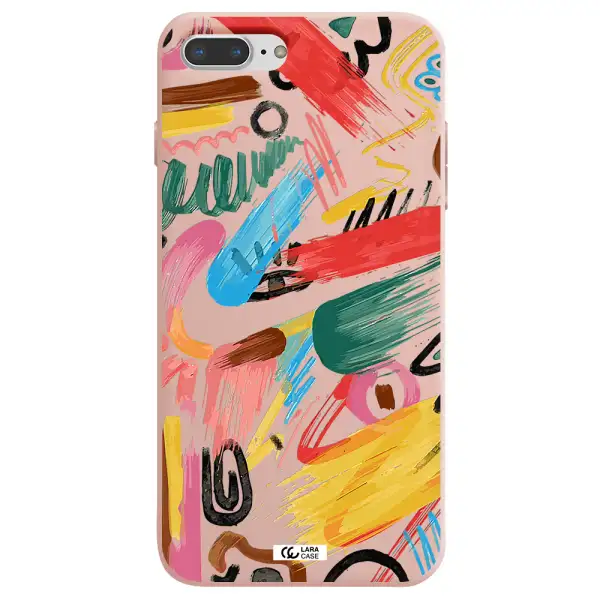 Oil Paint Abstract Apple iPhone 8 plus Silicone pastel pink Case