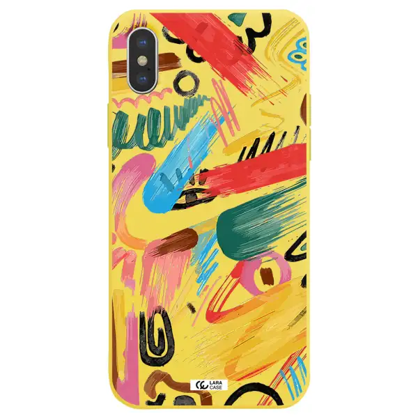 Oil Paint Abstract Apple iPhone XS Silicone canary yellow Case
