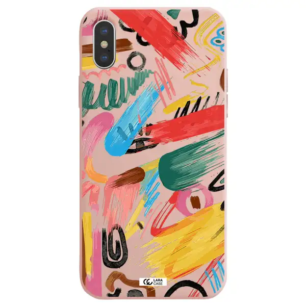 Oil Paint Abstract Apple iPhone XS Silicone pastel pink Case