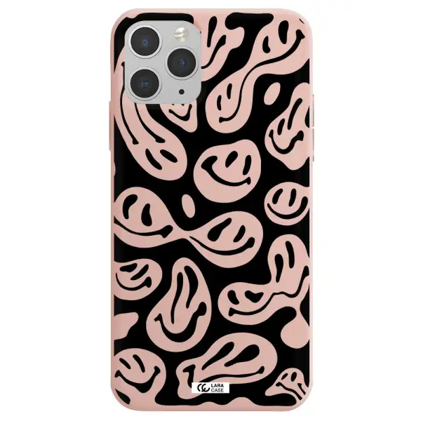 Smiley Faces Apple iPhone 11 pro max Silicone pastel pink Case
