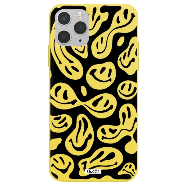 Smiley Faces Apple iPhone 11 pro Silicone canary yellow Case