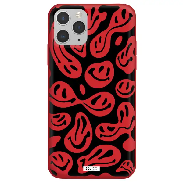 Smiley Faces Apple iPhone 11 pro Silicone Imperial Red Case