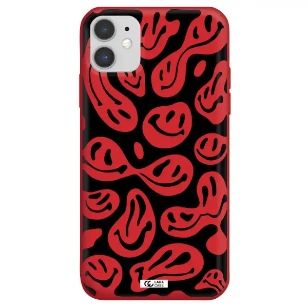 Smiley Faces Apple iPhone 11 Silicone Imperial Red Case