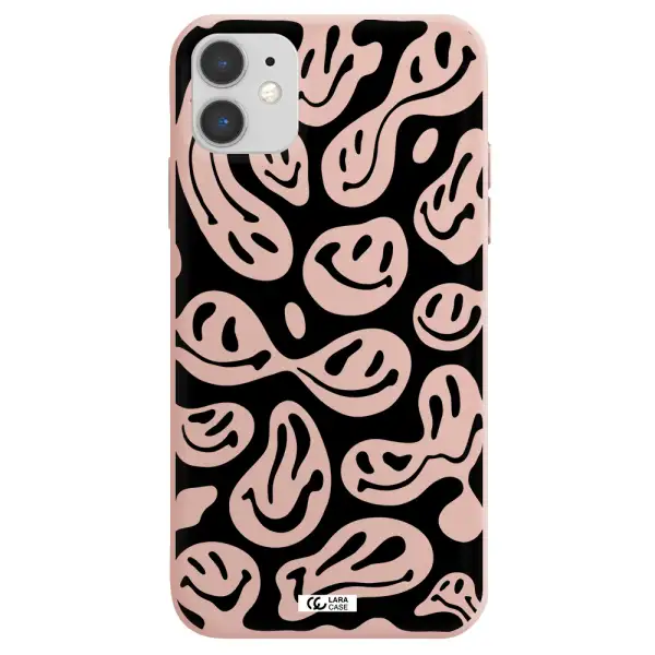 Smiley Faces Apple iPhone 11 Silicone pastel pink Case