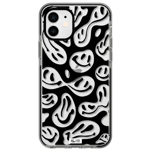Smiley Faces Apple iPhone 12 impact black border Case