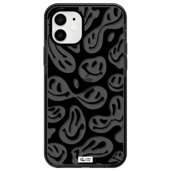 Smiley Faces Apple iPhone 12 impact Smoke Black Case