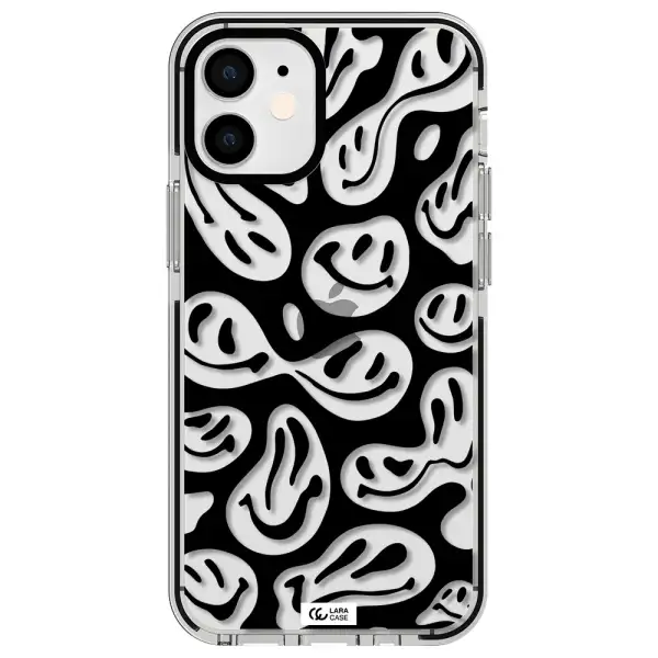 Smiley Faces Apple iPhone 12 mini impact black border Case