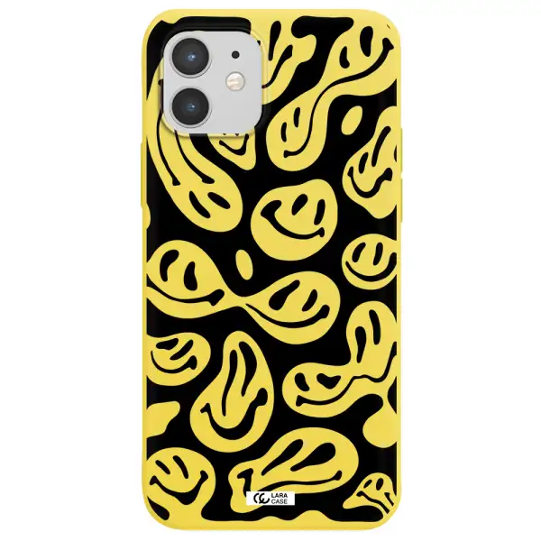 Smiley Faces Apple iPhone 12 mini Silicone canary yellow Case