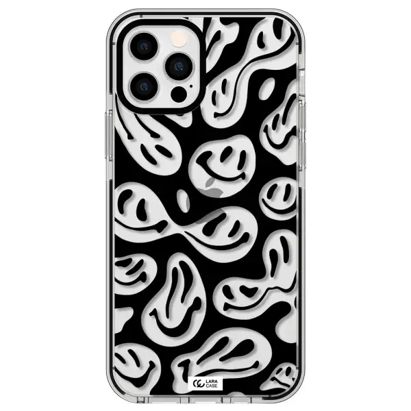 Smiley Faces Apple iPhone 12 pro impact black border Case