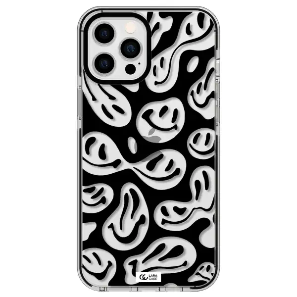Smiley Faces Apple iPhone 12 pro max impact black border Case
