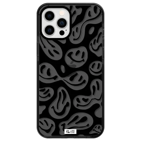 Smiley Faces Apple iPhone 12 pro max impact Smoke Black Case