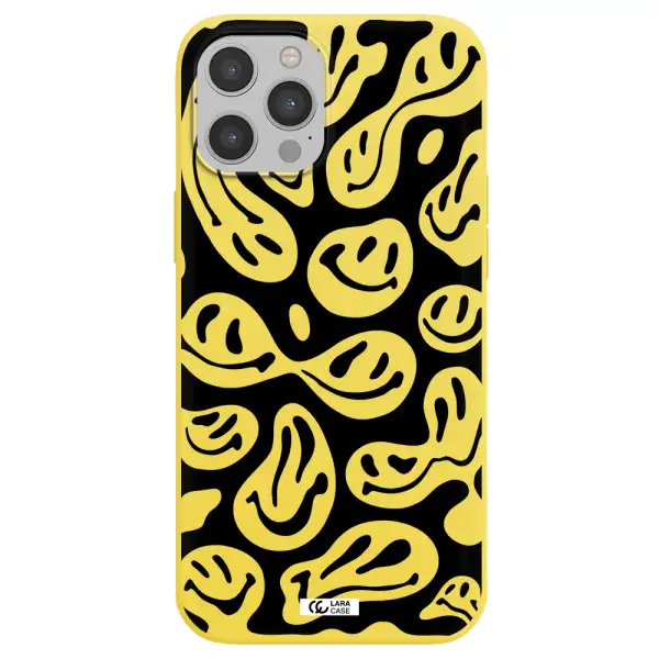 Smiley Faces Apple iPhone 12 pro max Silicone canary yellow Case