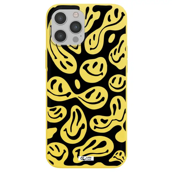 Smiley Faces Apple iPhone 12 pro Silicone canary yellow Case