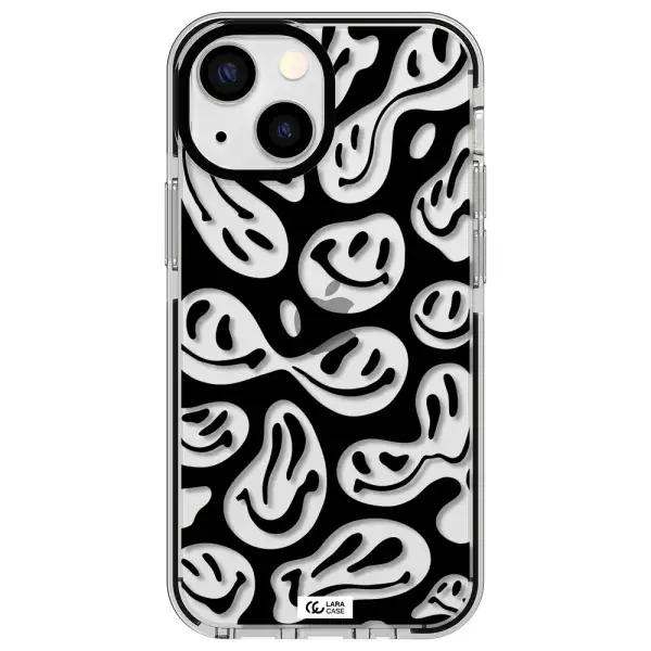 Smiley Faces Apple iPhone 13 mini impact black border Case