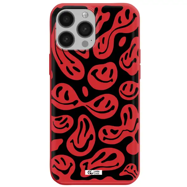 Smiley Faces Apple iPhone 13 Pro Max Silicone Imperial Red Case
