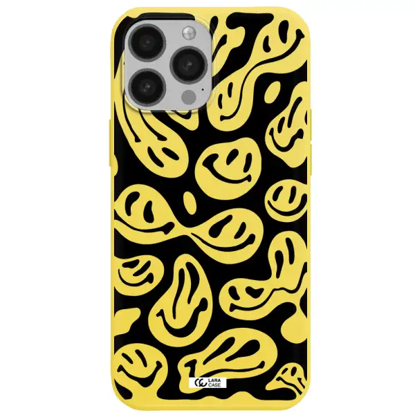 Smiley Faces Apple iPhone 13 Pro Silicone canary yellow Case