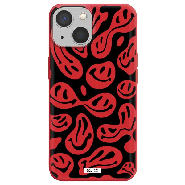 Smiley Faces Apple iPhone 13 Silicone Imperial Red Case
