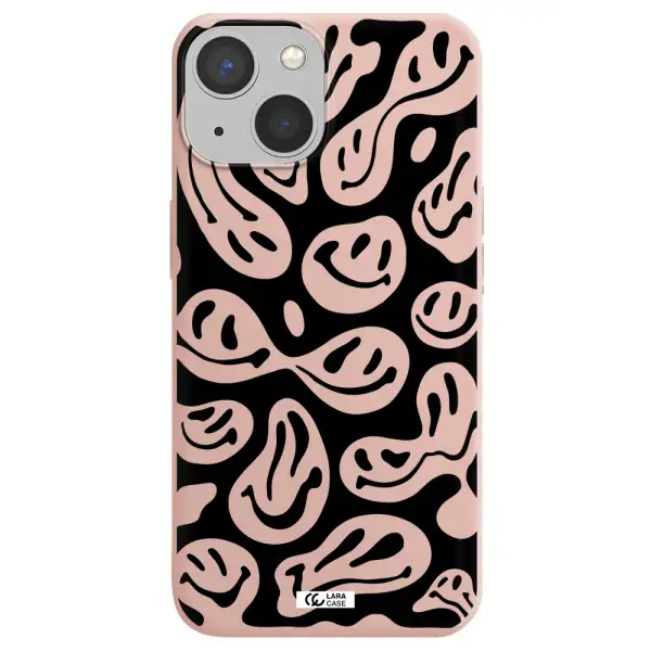 Smiley Faces Apple iPhone 13 Silicone pastel pink Case