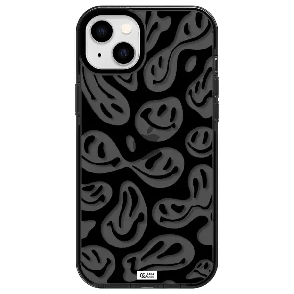 Smiley Faces Apple iPhone 14 plus impact Smoke Black Case