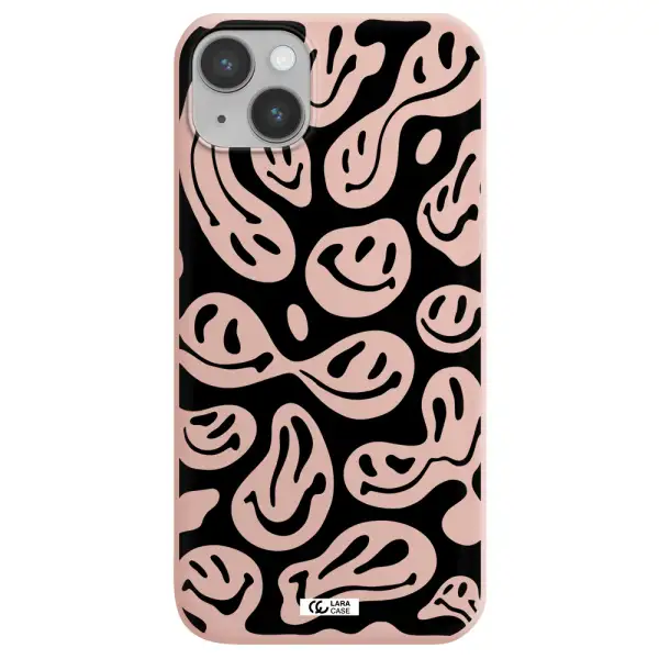 Smiley Faces Apple iPhone 14 plus Silicone pastel pink Case