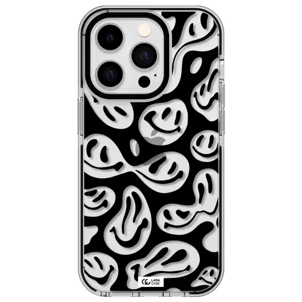 Smiley Faces Apple iPhone 14 pro impact black border Case