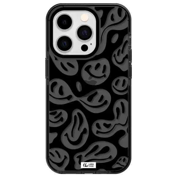 Smiley Faces Apple iPhone 14 pro impact Smoke Black Case