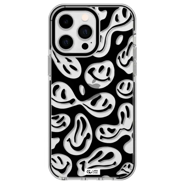 Smiley Faces Apple iPhone 14 pro max impact black border Case
