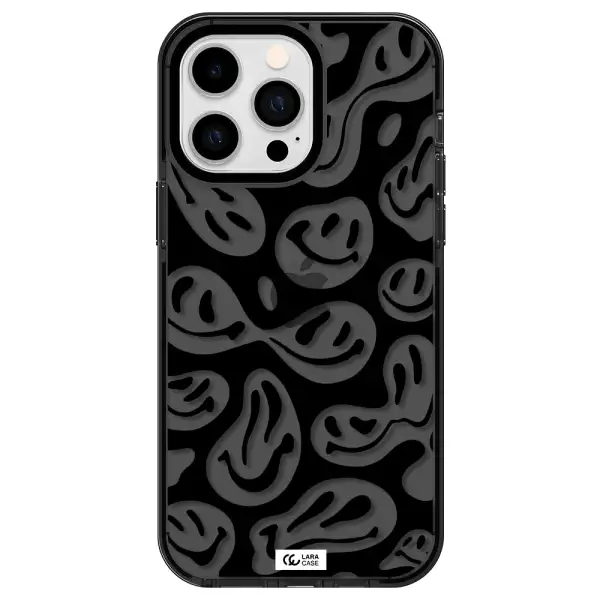 Smiley Faces Apple iPhone 14 pro max impact Smoke Black Case