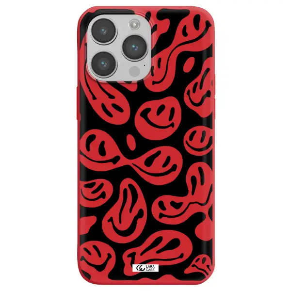 Smiley Faces Apple iPhone 14 pro max Silicone Imperial Red Case