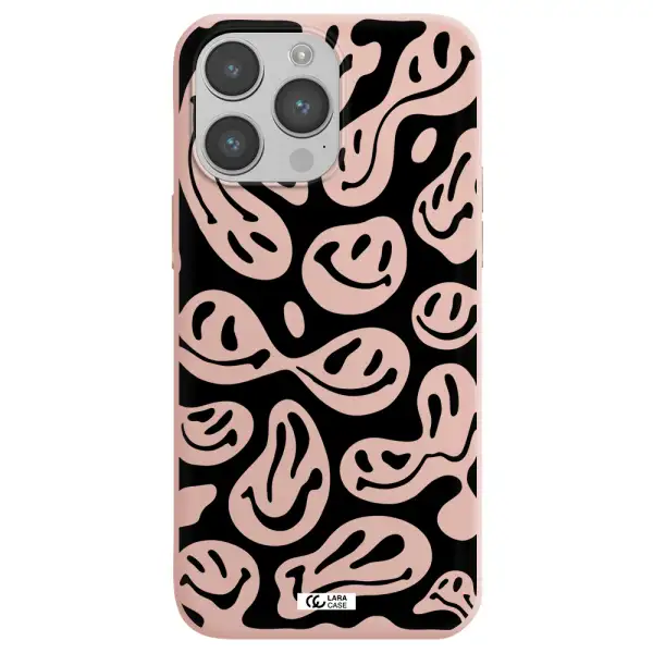 Smiley Faces Apple iPhone 14 pro max Silicone pastel pink Case